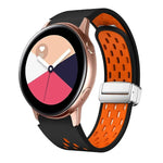 Dây đồng hồ silicone khóa gập nam châm bạc hai màu, dành cho Samsung Galaxy Watch 3 41mm, dành cho Samsung Galaxy Watch Active, dành cho Samsung Galaxy Watch 42mm, dành cho Samsung Gear S2 Classic