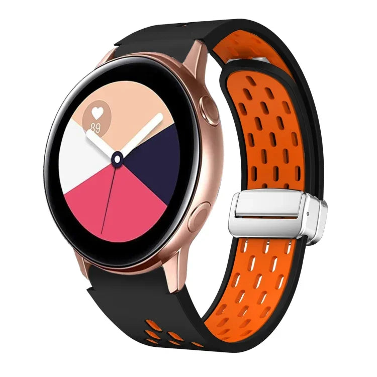 Dây đồng hồ silicone khóa gập nam châm bạc hai màu, dành cho Samsung Galaxy Watch 3 41mm, dành cho Samsung Galaxy Watch Active, dành cho Samsung Galaxy Watch 42mm, dành cho Samsung Gear S2 Classic