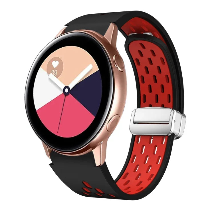 Dây đồng hồ silicone khóa gập nam châm bạc hai màu, dành cho Samsung Galaxy Watch 3 41mm, dành cho Samsung Galaxy Watch Active, dành cho Samsung Galaxy Watch 42mm, dành cho Samsung Gear S2 Classic