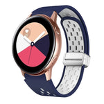 Dây đồng hồ silicone khóa gập nam châm bạc hai màu, dành cho Samsung Galaxy Watch 3 41mm, dành cho Samsung Galaxy Watch Active, dành cho Samsung Galaxy Watch 42mm, dành cho Samsung Gear S2 Classic