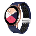 Dây đồng hồ silicone khóa gập nam châm bạc hai màu, dành cho Samsung Galaxy Watch 3 41mm, dành cho Samsung Galaxy Watch Active, dành cho Samsung Galaxy Watch 42mm, dành cho Samsung Gear S2 Classic