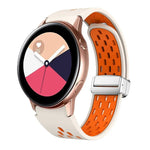 Dây đồng hồ silicone khóa gập nam châm bạc hai màu, dành cho Samsung Galaxy Watch 3 41mm, dành cho Samsung Galaxy Watch Active, dành cho Samsung Galaxy Watch 42mm, dành cho Samsung Gear S2 Classic