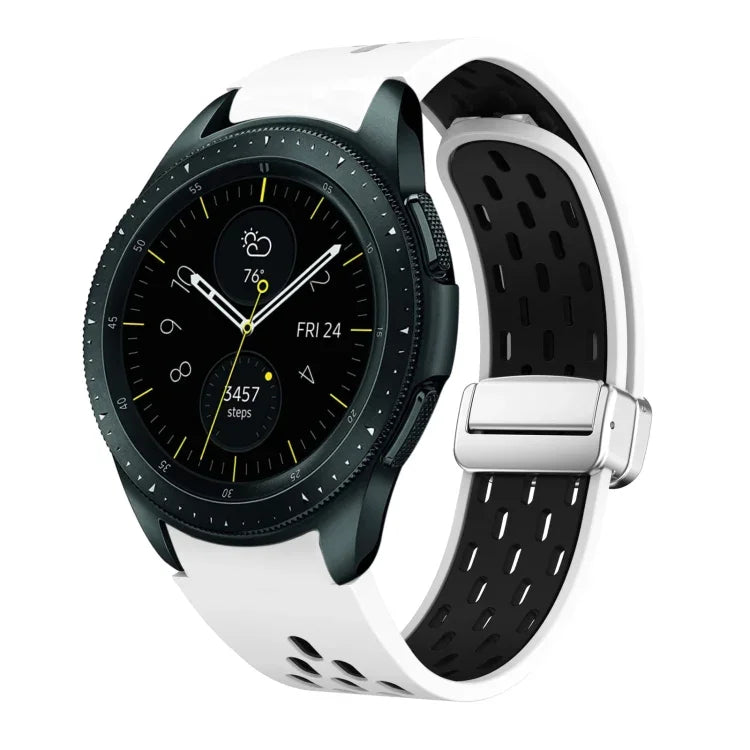 Dây đồng hồ silicone khóa gập nam châm bạc hai màu, dành cho Samsung Galaxy Watch 3 41mm, dành cho Samsung Galaxy Watch Active, dành cho Samsung Galaxy Watch 42mm, dành cho Samsung Gear S2 Classic