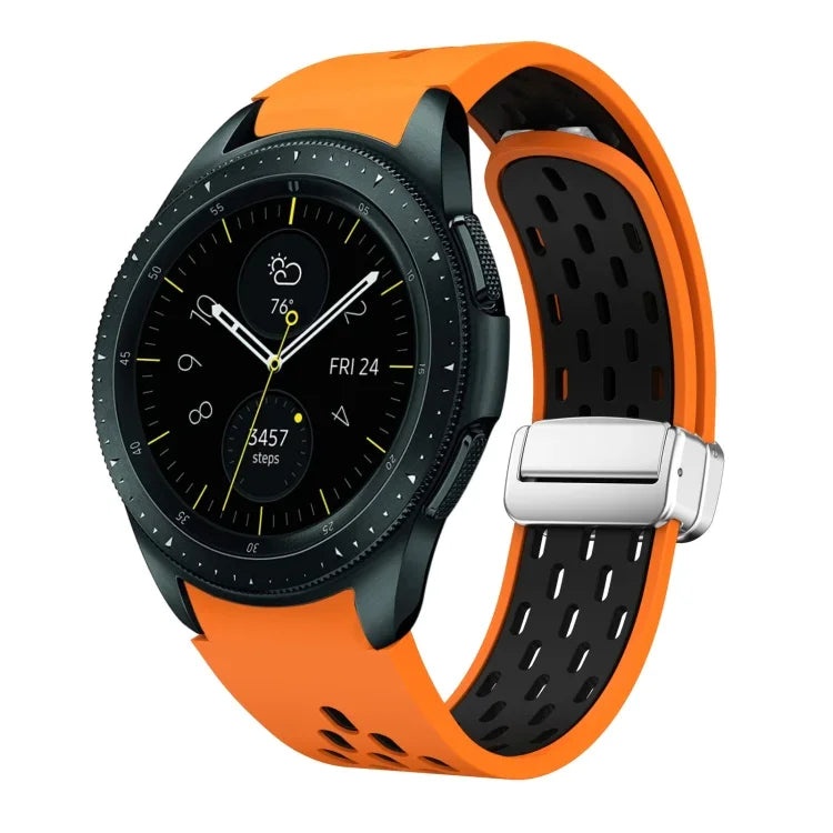 Dây đồng hồ silicone khóa gập nam châm bạc hai màu, dành cho Samsung Galaxy Watch 3 41mm, dành cho Samsung Galaxy Watch Active, dành cho Samsung Galaxy Watch 42mm, dành cho Samsung Gear S2 Classic