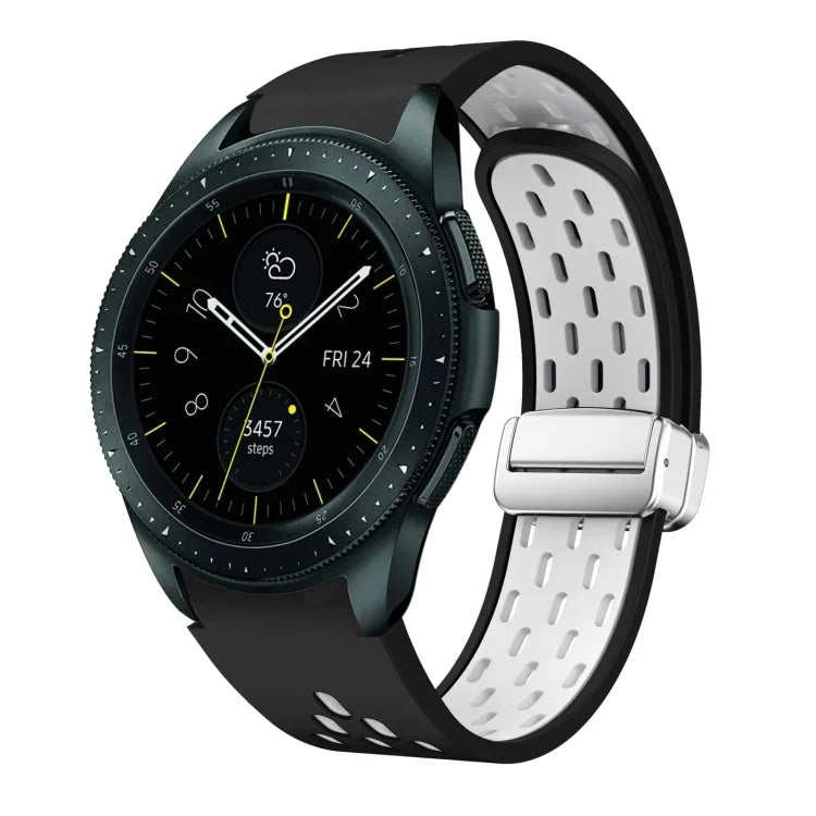 Dây đồng hồ silicone khóa gập nam châm bạc hai màu, dành cho Samsung Galaxy Watch 3 41mm, dành cho Samsung Galaxy Watch Active, dành cho Samsung Galaxy Watch 42mm, dành cho Samsung Gear S2 Classic