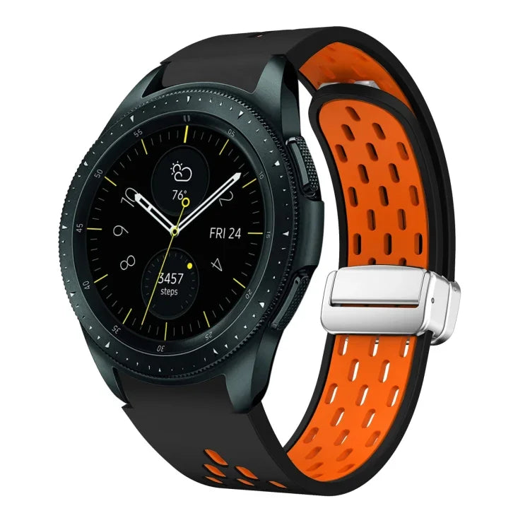 Dây đồng hồ silicone khóa gập nam châm bạc hai màu, dành cho Samsung Galaxy Watch 3 41mm, dành cho Samsung Galaxy Watch Active, dành cho Samsung Galaxy Watch 42mm, dành cho Samsung Gear S2 Classic