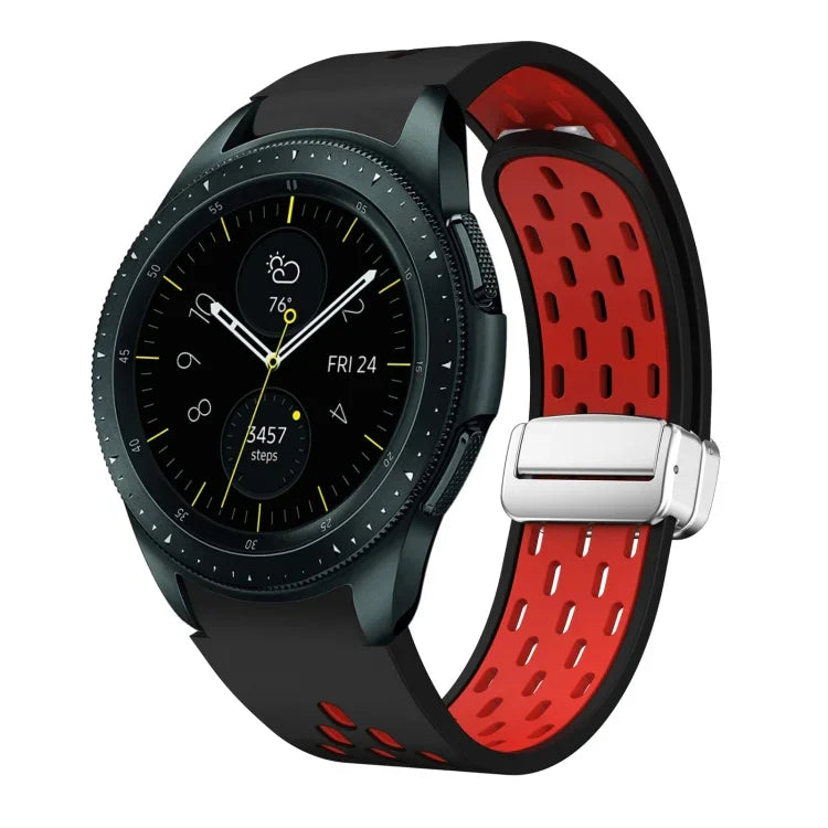 Dây đồng hồ silicone khóa gập nam châm bạc hai màu, dành cho Samsung Galaxy Watch 3 41mm, dành cho Samsung Galaxy Watch Active, dành cho Samsung Galaxy Watch 42mm, dành cho Samsung Gear S2 Classic