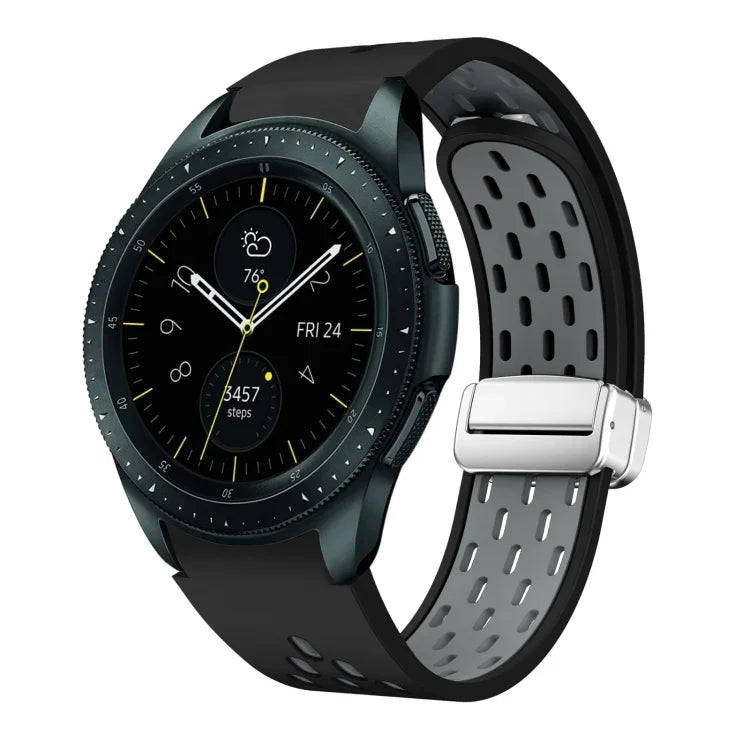 Dây đồng hồ silicone khóa gập nam châm bạc hai màu, dành cho Samsung Galaxy Watch 3 41mm, dành cho Samsung Galaxy Watch Active, dành cho Samsung Galaxy Watch 42mm, dành cho Samsung Gear S2 Classic