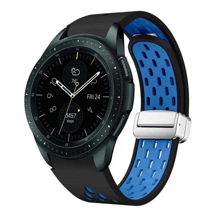 Dây đồng hồ silicone khóa gập nam châm bạc hai màu, dành cho Samsung Galaxy Watch 3 41mm, dành cho Samsung Galaxy Watch Active, dành cho Samsung Galaxy Watch 42mm, dành cho Samsung Gear S2 Classic
