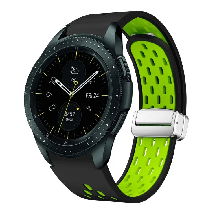 Dây đồng hồ silicone khóa gập nam châm bạc hai màu, dành cho Samsung Galaxy Watch 3 41mm, dành cho Samsung Galaxy Watch Active, dành cho Samsung Galaxy Watch 42mm, dành cho Samsung Gear S2 Classic