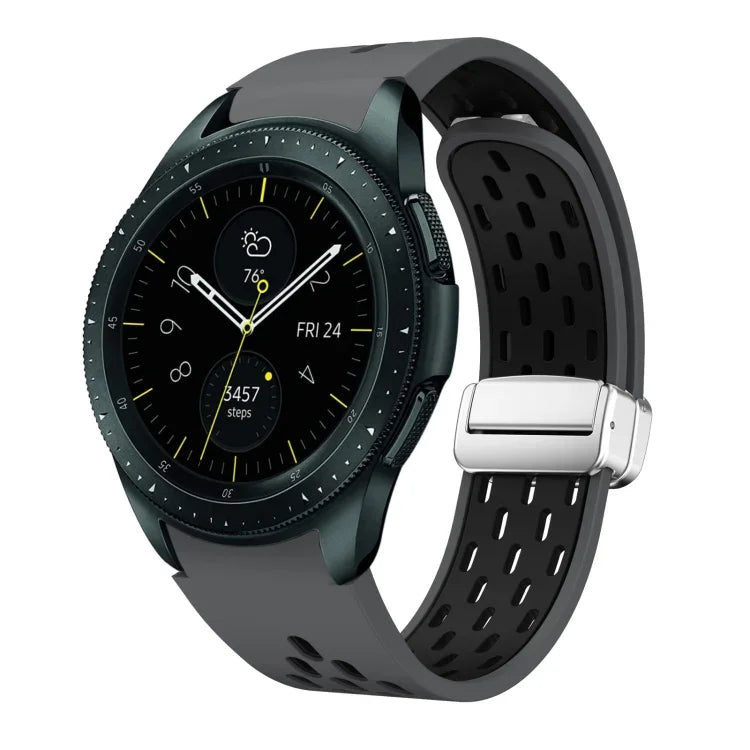 Dây đồng hồ silicone khóa gập nam châm bạc hai màu, dành cho Samsung Galaxy Watch 3 41mm, dành cho Samsung Galaxy Watch Active, dành cho Samsung Galaxy Watch 42mm, dành cho Samsung Gear S2 Classic