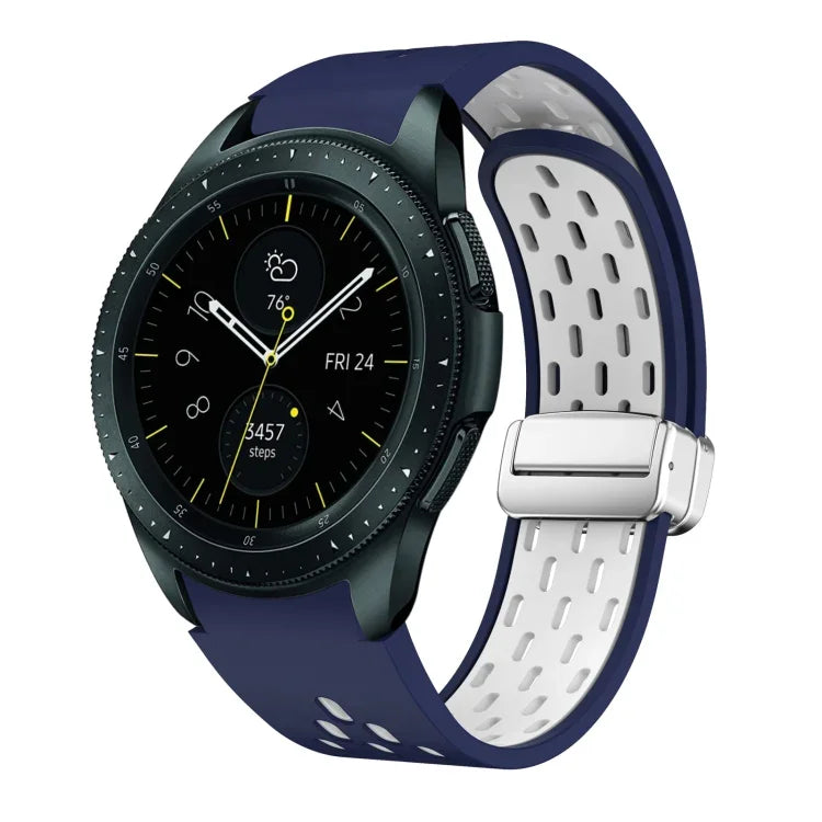 Dây đồng hồ silicone khóa gập nam châm bạc hai màu, dành cho Samsung Galaxy Watch 3 41mm, dành cho Samsung Galaxy Watch Active, dành cho Samsung Galaxy Watch 42mm, dành cho Samsung Gear S2 Classic