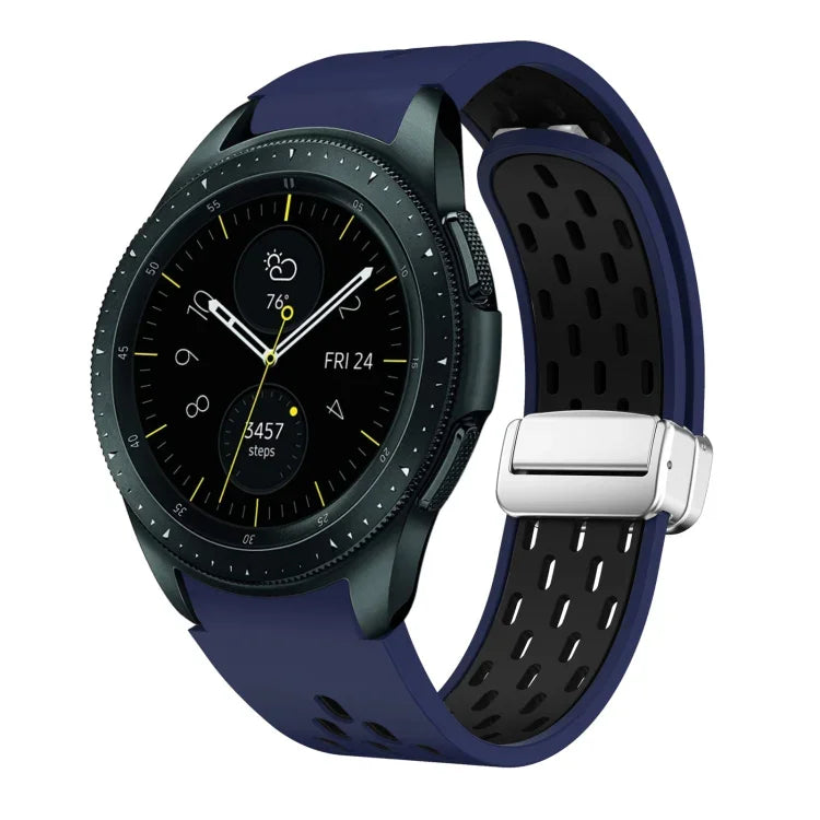 Dây đồng hồ silicone khóa gập nam châm bạc hai màu, dành cho Samsung Galaxy Watch 3 41mm, dành cho Samsung Galaxy Watch Active, dành cho Samsung Galaxy Watch 42mm, dành cho Samsung Gear S2 Classic