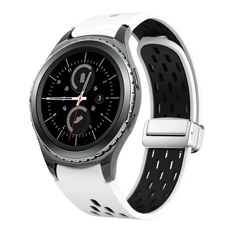 Dây đồng hồ silicone khóa gập nam châm bạc hai màu, dành cho Samsung Galaxy Watch 3 41mm, dành cho Samsung Galaxy Watch Active, dành cho Samsung Galaxy Watch 42mm, dành cho Samsung Gear S2 Classic