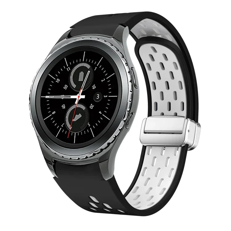Dây đồng hồ silicone khóa gập nam châm bạc hai màu, dành cho Samsung Galaxy Watch 3 41mm, dành cho Samsung Galaxy Watch Active, dành cho Samsung Galaxy Watch 42mm, dành cho Samsung Gear S2 Classic