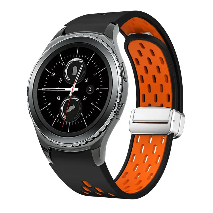 Dây đồng hồ silicone khóa gập nam châm bạc hai màu, dành cho Samsung Galaxy Watch 3 41mm, dành cho Samsung Galaxy Watch Active, dành cho Samsung Galaxy Watch 42mm, dành cho Samsung Gear S2 Classic