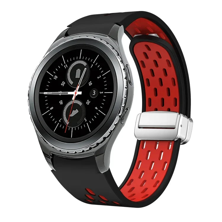 Dây đồng hồ silicone khóa gập nam châm bạc hai màu, dành cho Samsung Galaxy Watch 3 41mm, dành cho Samsung Galaxy Watch Active, dành cho Samsung Galaxy Watch 42mm, dành cho Samsung Gear S2 Classic