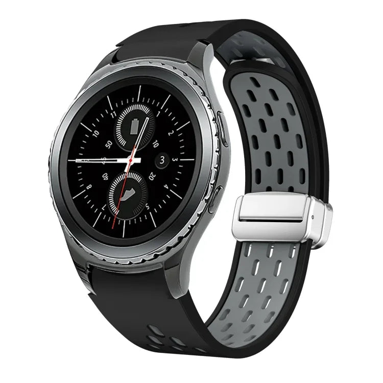 Dây đồng hồ silicone khóa gập nam châm bạc hai màu, dành cho Samsung Galaxy Watch 3 41mm, dành cho Samsung Galaxy Watch Active, dành cho Samsung Galaxy Watch 42mm, dành cho Samsung Gear S2 Classic