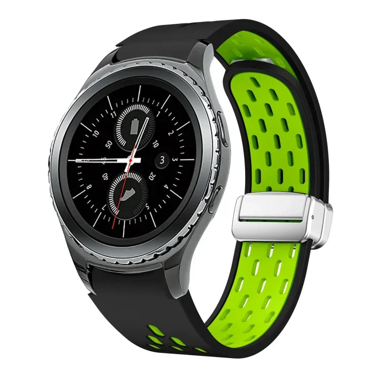 Dây đồng hồ silicone khóa gập nam châm bạc hai màu, dành cho Samsung Galaxy Watch 3 41mm, dành cho Samsung Galaxy Watch Active, dành cho Samsung Galaxy Watch 42mm, dành cho Samsung Gear S2 Classic
