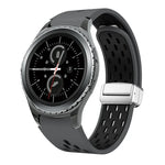 Dây đồng hồ silicone khóa gập nam châm bạc hai màu, dành cho Samsung Galaxy Watch 3 41mm, dành cho Samsung Galaxy Watch Active, dành cho Samsung Galaxy Watch 42mm, dành cho Samsung Gear S2 Classic