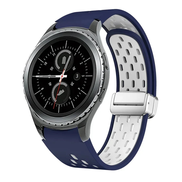 Dây đồng hồ silicone khóa gập nam châm bạc hai màu, dành cho Samsung Galaxy Watch 3 41mm, dành cho Samsung Galaxy Watch Active, dành cho Samsung Galaxy Watch 42mm, dành cho Samsung Gear S2 Classic