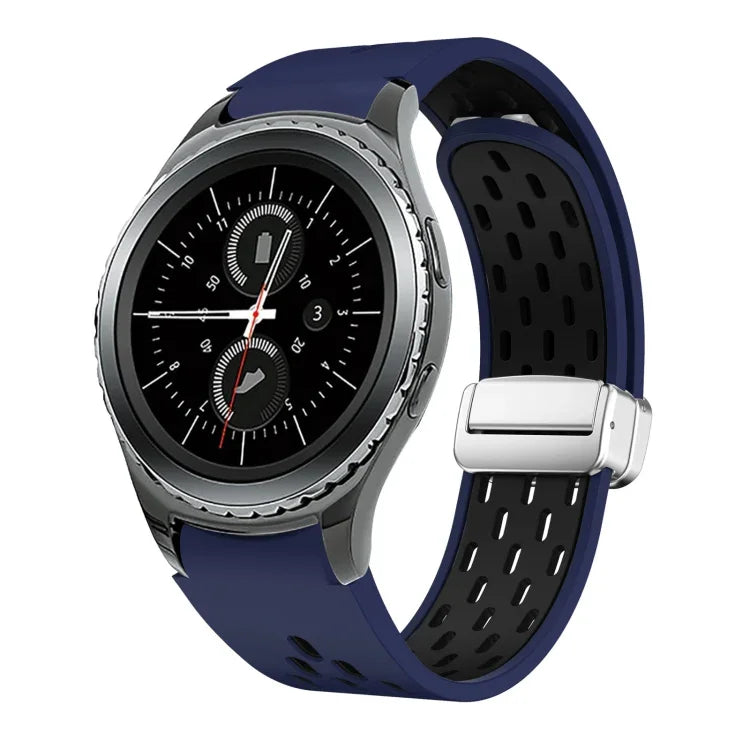 Dây đồng hồ silicone khóa gập nam châm bạc hai màu, dành cho Samsung Galaxy Watch 3 41mm, dành cho Samsung Galaxy Watch Active, dành cho Samsung Galaxy Watch 42mm, dành cho Samsung Gear S2 Classic
