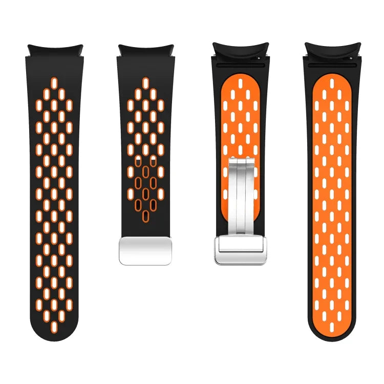 Dây đồng hồ silicone khóa gập nam châm bạc hai màu, dành cho Samsung Galaxy Watch 3 41mm, dành cho Samsung Galaxy Watch Active, dành cho Samsung Galaxy Watch 42mm, dành cho Samsung Gear S2 Classic