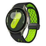 Dây đồng hồ silicone khóa gập nam châm hai màu đen, cho Samsung Galaxy Watch 7 40 / 44mm, cho Samsung Galaxy Watch 5 40 / 44mm, cho Samsung Galaxy Watch 4 40 / 44mm, cho Samsung Galaxy Watch 4 Classic 42 / 46mm