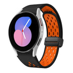 Dây đồng hồ silicone khóa gập nam châm hai màu đen, cho Samsung Galaxy Watch 7 40 / 44mm, cho Samsung Galaxy Watch 5 40 / 44mm, cho Samsung Galaxy Watch 4 40 / 44mm, cho Samsung Galaxy Watch 4 Classic 42 / 46mm