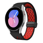 Dây đồng hồ silicone khóa gập nam châm hai màu đen, cho Samsung Galaxy Watch 7 40 / 44mm, cho Samsung Galaxy Watch 5 40 / 44mm, cho Samsung Galaxy Watch 4 40 / 44mm, cho Samsung Galaxy Watch 4 Classic 42 / 46mm