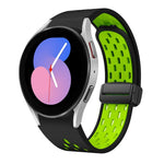 Dây đồng hồ silicone khóa gập nam châm hai màu đen, cho Samsung Galaxy Watch 7 40 / 44mm, cho Samsung Galaxy Watch 5 40 / 44mm, cho Samsung Galaxy Watch 4 40 / 44mm, cho Samsung Galaxy Watch 4 Classic 42 / 46mm