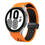 Dây đồng hồ silicone khóa gập nam châm hai màu đen, cho Samsung Galaxy Watch 7 40 / 44mm, cho Samsung Galaxy Watch 5 40 / 44mm, cho Samsung Galaxy Watch 4 40 / 44mm, cho Samsung Galaxy Watch 4 Classic 42 / 46mm