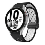 Dây đồng hồ silicone khóa gập nam châm hai màu đen, cho Samsung Galaxy Watch 7 40 / 44mm, cho Samsung Galaxy Watch 5 40 / 44mm, cho Samsung Galaxy Watch 4 40 / 44mm, cho Samsung Galaxy Watch 4 Classic 42 / 46mm