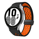 Dây đồng hồ silicone khóa gập nam châm hai màu đen, cho Samsung Galaxy Watch 7 40 / 44mm, cho Samsung Galaxy Watch 5 40 / 44mm, cho Samsung Galaxy Watch 4 40 / 44mm, cho Samsung Galaxy Watch 4 Classic 42 / 46mm