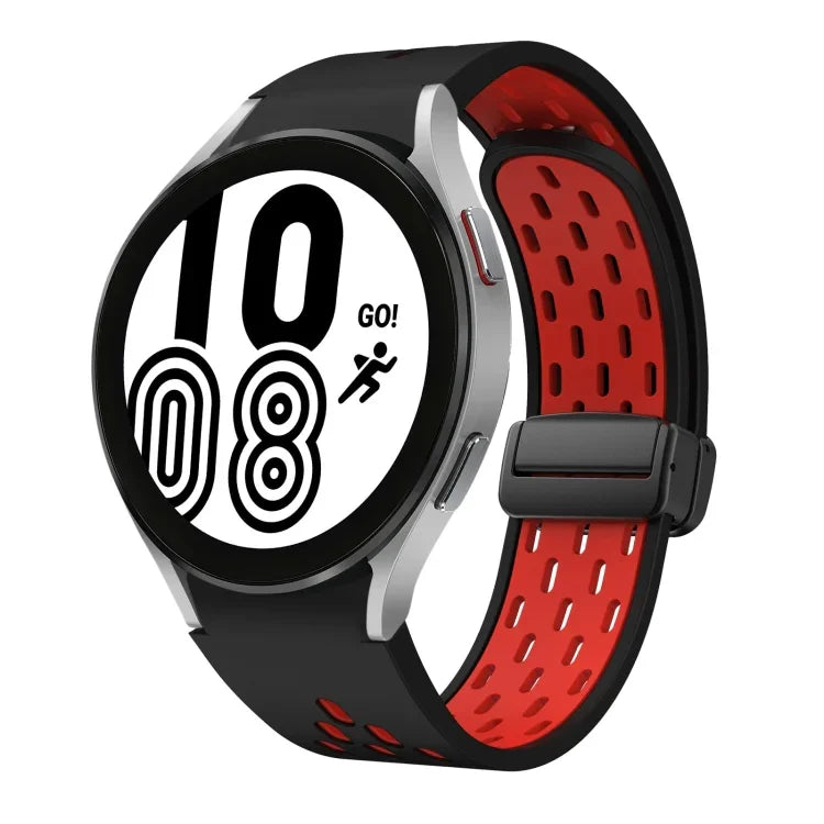 Dây đồng hồ silicone khóa gập nam châm hai màu đen, cho Samsung Galaxy Watch 7 40 / 44mm, cho Samsung Galaxy Watch 5 40 / 44mm, cho Samsung Galaxy Watch 4 40 / 44mm, cho Samsung Galaxy Watch 4 Classic 42 / 46mm