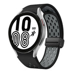 Dây đồng hồ silicone khóa gập nam châm hai màu đen, cho Samsung Galaxy Watch 7 40 / 44mm, cho Samsung Galaxy Watch 5 40 / 44mm, cho Samsung Galaxy Watch 4 40 / 44mm, cho Samsung Galaxy Watch 4 Classic 42 / 46mm