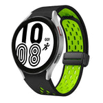 Dây đồng hồ silicone khóa gập nam châm hai màu đen, cho Samsung Galaxy Watch 7 40 / 44mm, cho Samsung Galaxy Watch 5 40 / 44mm, cho Samsung Galaxy Watch 4 40 / 44mm, cho Samsung Galaxy Watch 4 Classic 42 / 46mm