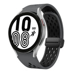 Dây đồng hồ silicone khóa gập nam châm hai màu đen, cho Samsung Galaxy Watch 7 40 / 44mm, cho Samsung Galaxy Watch 5 40 / 44mm, cho Samsung Galaxy Watch 4 40 / 44mm, cho Samsung Galaxy Watch 4 Classic 42 / 46mm
