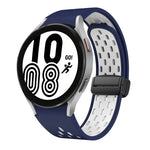 Dây đồng hồ silicone khóa gập nam châm hai màu đen, cho Samsung Galaxy Watch 7 40 / 44mm, cho Samsung Galaxy Watch 5 40 / 44mm, cho Samsung Galaxy Watch 4 40 / 44mm, cho Samsung Galaxy Watch 4 Classic 42 / 46mm