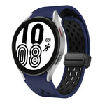 Dây đồng hồ silicone khóa gập nam châm hai màu đen, cho Samsung Galaxy Watch 7 40 / 44mm, cho Samsung Galaxy Watch 5 40 / 44mm, cho Samsung Galaxy Watch 4 40 / 44mm, cho Samsung Galaxy Watch 4 Classic 42 / 46mm