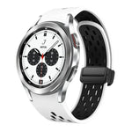 Dây đồng hồ silicone khóa gập nam châm hai màu đen, cho Samsung Galaxy Watch 7 40 / 44mm, cho Samsung Galaxy Watch 5 40 / 44mm, cho Samsung Galaxy Watch 4 40 / 44mm, cho Samsung Galaxy Watch 4 Classic 42 / 46mm