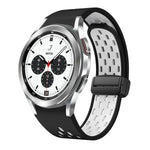 Dây đồng hồ silicone khóa gập nam châm hai màu đen, cho Samsung Galaxy Watch 7 40 / 44mm, cho Samsung Galaxy Watch 5 40 / 44mm, cho Samsung Galaxy Watch 4 40 / 44mm, cho Samsung Galaxy Watch 4 Classic 42 / 46mm