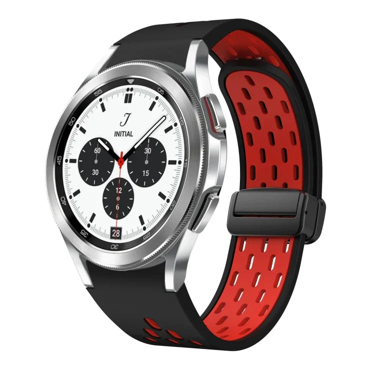 Dây đồng hồ silicone khóa gập nam châm hai màu đen, cho Samsung Galaxy Watch 7 40 / 44mm, cho Samsung Galaxy Watch 5 40 / 44mm, cho Samsung Galaxy Watch 4 40 / 44mm, cho Samsung Galaxy Watch 4 Classic 42 / 46mm