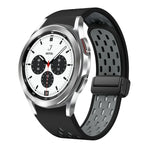 Dây đồng hồ silicone khóa gập nam châm hai màu đen, cho Samsung Galaxy Watch 7 40 / 44mm, cho Samsung Galaxy Watch 5 40 / 44mm, cho Samsung Galaxy Watch 4 40 / 44mm, cho Samsung Galaxy Watch 4 Classic 42 / 46mm