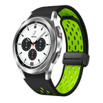 Dây đồng hồ silicone khóa gập nam châm hai màu đen, cho Samsung Galaxy Watch 7 40 / 44mm, cho Samsung Galaxy Watch 5 40 / 44mm, cho Samsung Galaxy Watch 4 40 / 44mm, cho Samsung Galaxy Watch 4 Classic 42 / 46mm