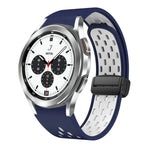 Dây đồng hồ silicone khóa gập nam châm hai màu đen, cho Samsung Galaxy Watch 7 40 / 44mm, cho Samsung Galaxy Watch 5 40 / 44mm, cho Samsung Galaxy Watch 4 40 / 44mm, cho Samsung Galaxy Watch 4 Classic 42 / 46mm