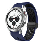 Dây đồng hồ silicone khóa gập nam châm hai màu đen, cho Samsung Galaxy Watch 7 40 / 44mm, cho Samsung Galaxy Watch 5 40 / 44mm, cho Samsung Galaxy Watch 4 40 / 44mm, cho Samsung Galaxy Watch 4 Classic 42 / 46mm