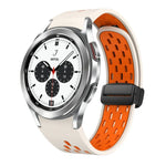Dây đồng hồ silicone khóa gập nam châm hai màu đen, cho Samsung Galaxy Watch 7 40 / 44mm, cho Samsung Galaxy Watch 5 40 / 44mm, cho Samsung Galaxy Watch 4 40 / 44mm, cho Samsung Galaxy Watch 4 Classic 42 / 46mm