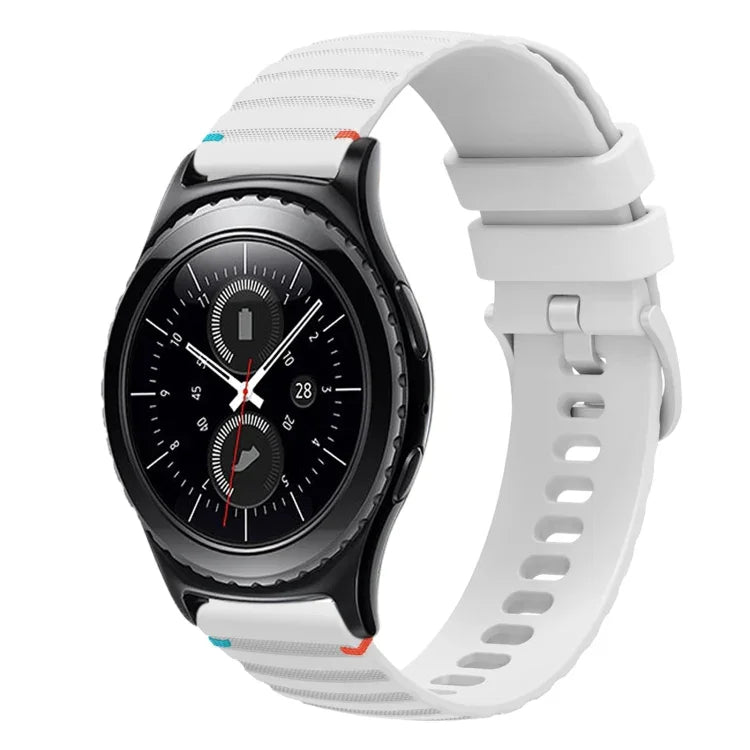 Dây đồng hồ silicone 20mm chấm sóng khâu, cho Samsung Galaxy Watch 42mm, cho Samsung Gear S2 Classic