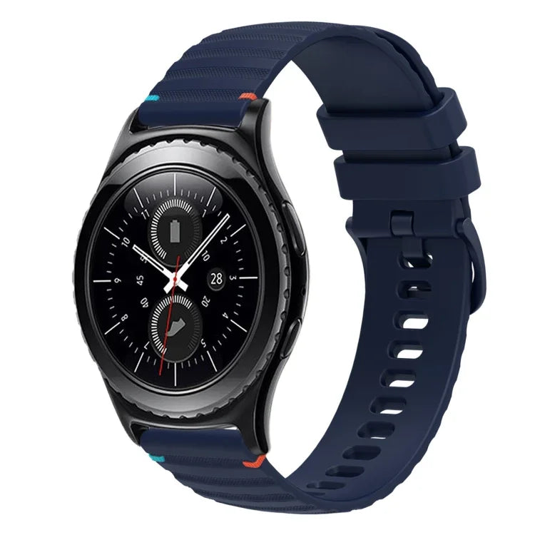 Dây đồng hồ silicone 20mm chấm sóng khâu, cho Samsung Galaxy Watch 42mm, cho Samsung Gear S2 Classic